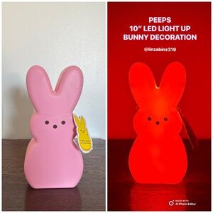 NWT 10” Pink PEEPS Marshmallow LED Lighted Easter Bunny Candle Figure Decoration